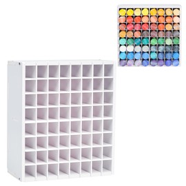 Krafetto 64 Grids Craft Paint Storage Organizer, Wall-mountable Paint Holder, Stackable Paint Bottle Rack Stand for Apple Barrel, Folkart -2 oz Craft Paints
