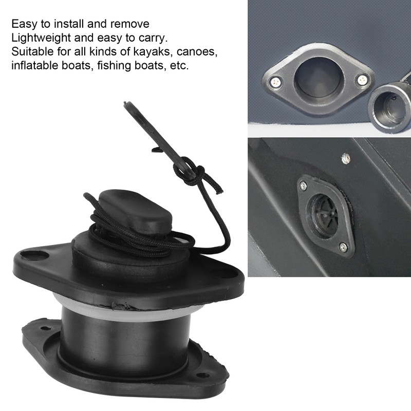 PVC Inflatable Boats Drainage Valve Corrosion Resistant Black Boat Replaceable