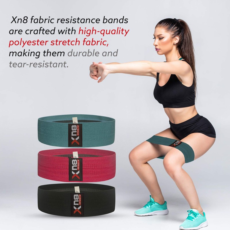 XN8 Fabric Resistance Bands Exercise Loops Booty Non-Slip Workout Band