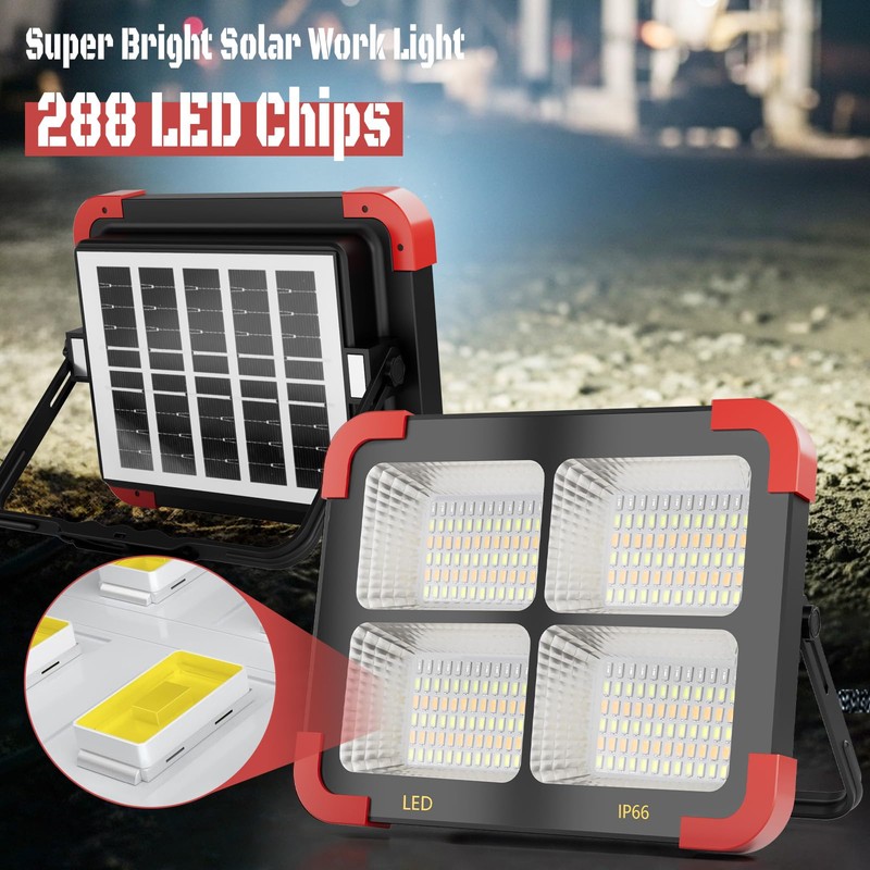 100W Solar LED Work Light - Ultra Bright Portable Magnetic