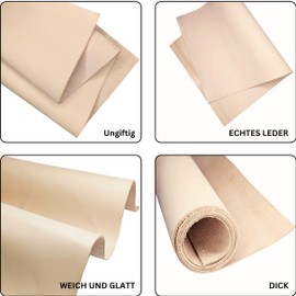 Kozmo - Foglie in vera pelle pieno fiore, in pelle conciata al vegetale, spessore: 1,3 – 1,5 mm, dimensioni: 30 x 30 cm, in pelle bovina per lavori in pelle