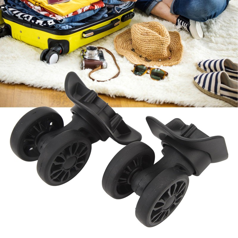 1 Pair ABS Rubber Universal Suitcase Wheels for Trolley Case,