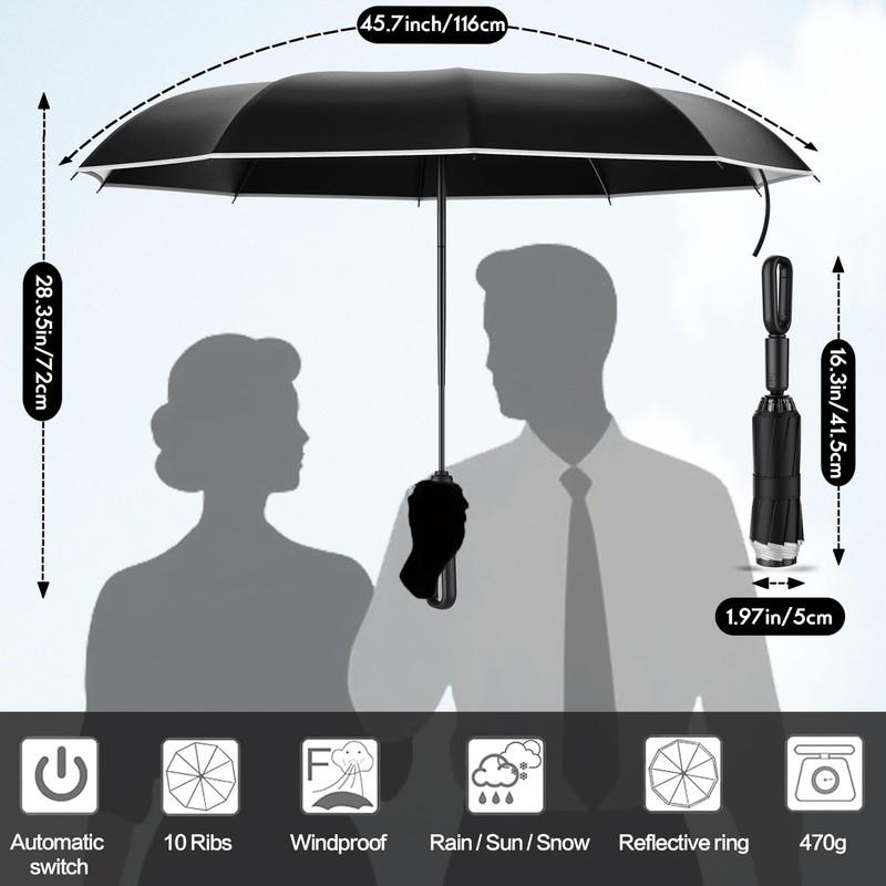 Copulan Windproof Compact Travel Umbrella,Large Strong but Light Portable and