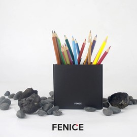 Fenice Eco PU Leather Pen Pencil Organizer Holder Cup, Modern Triangle Design, Home Décor (Indie Pink)