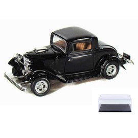 Diecast Car & Display Case Package - 1932 Ford Coupe, Black - Motormax Premium American 73251 - 1/24 Scale Diecast Model Car w/Display Case