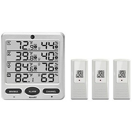 Ambient Weather WS-10 Wireless Indoor/Outdoor 8-Channel Thermo-Hygrometer with Three Remote Sensors