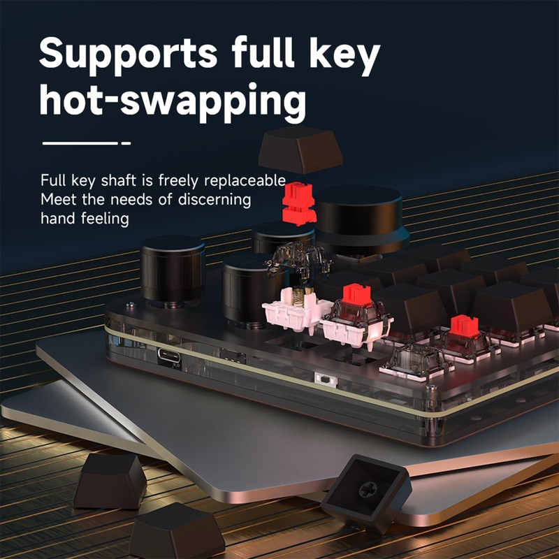 BRIMFORD Macro Programmable Keypad, One Handed Custom 2.4 G Programmable