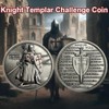RYUKENLM Knights Templar Challenge Coin-Medieval Knight Warrior Coins-Red Cross Shield