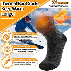 Welwoos Heated Thermal Socks for Men & Women Warm Winter Ski Thick Boot Insulated Gift Stocking Stuffers Socks 3 Pairs (Black Stripe,M)
