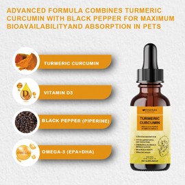 Dog Turmeric Curcumin for Dogs, for Joint Protection - Cardiovascular, Brain & Liver Support - Bone & Muscle, Skin & Coat Health, with black Pepper, D3, OMEGA-3 - most for middle-aged and elderly dogs