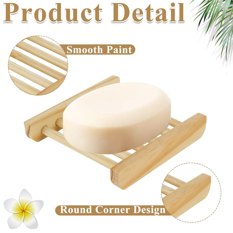 LOPYXBR 60 PCS Bamboo Soap Dish for Shower 3.3x3.5x0.7 Inch