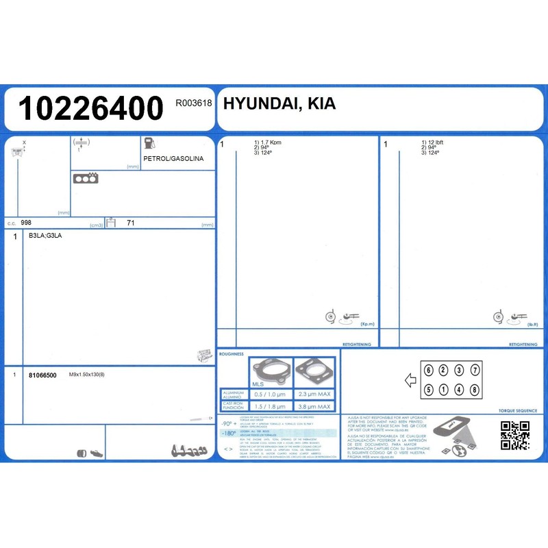 AJUSA 10226400 Cylinder Head Gasket