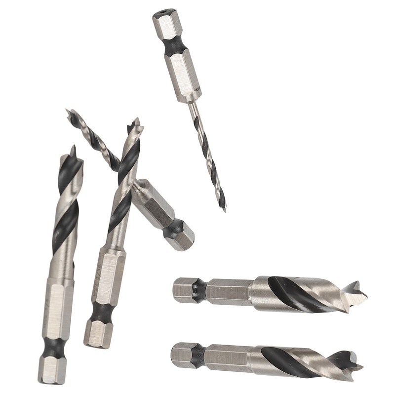 6Pcs 3 Point Drill Bit High Speed Steel Imperial Wood