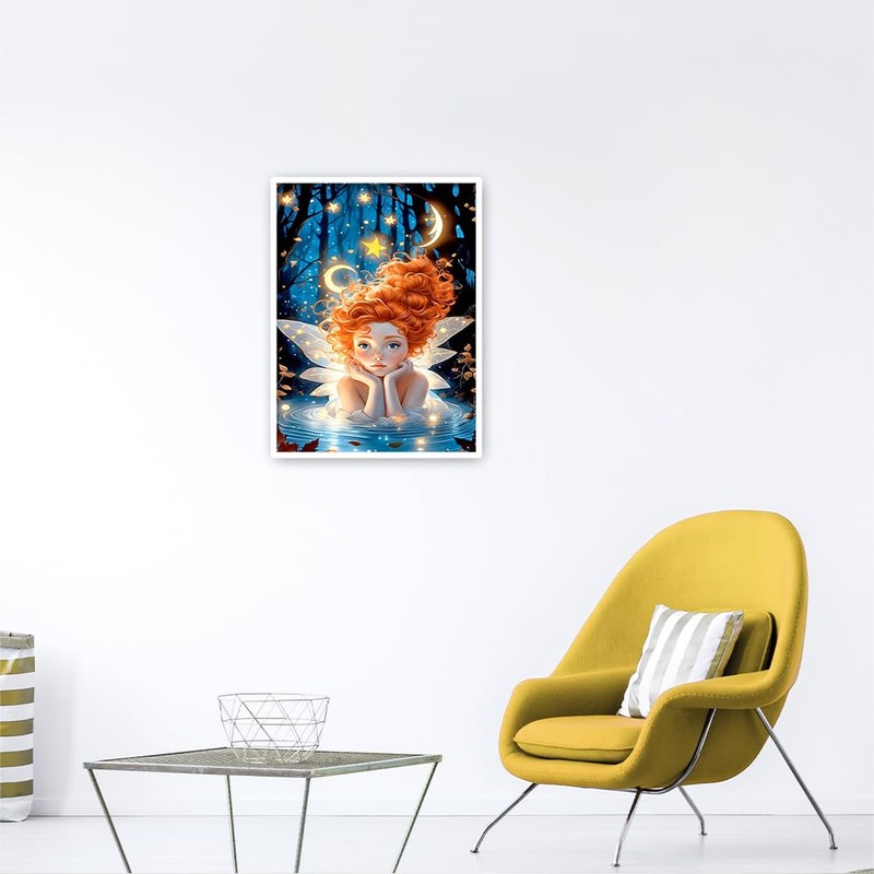 DCIDBEI 30 x 40 cm Round Diamond Painting Butterfly Fairy,