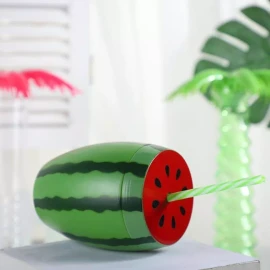 Vaso Cilindro Forma De Sandia Para Fiestas Bebidas Recuerdos