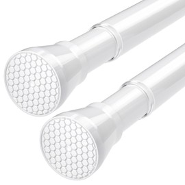 Tension Rods for Windows 28 to 48 Inch 2 Pack Spring Curtain Rods No Drilling White Tension Rod Adjustable Curtain Rods Expandable Pressure Spring Tension Rod for Closet, Doorway