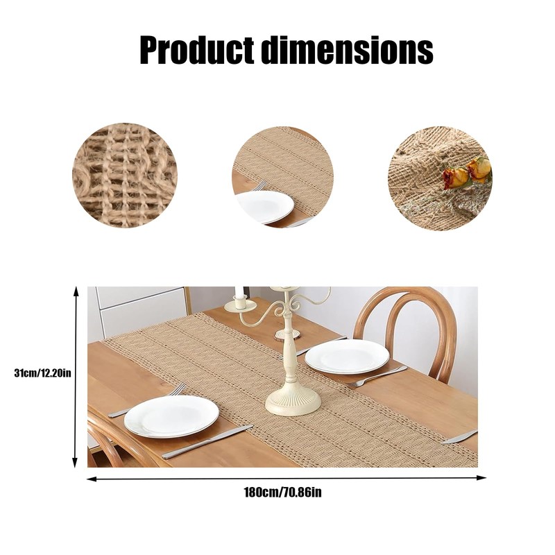 Merzio Boho Table Runner Macrame Cream Beige Woven Cotton, Linen