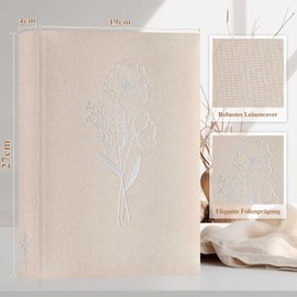 Lanpn Photo Album for DIY and Gluing, Small Linen Photo Book, 60 White Pages with Glassine Dividers, Holds 9 x 13 cm, 10 x 15 cm, 13 x 18 cm Photos (Beige, 19 x 27 cm)