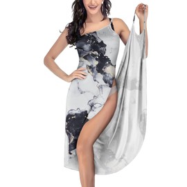 AUYAO Sun Dress Women Swimwear Cover Ups 2024 New Summer Vacation Spaghetti Strap Beach Dresses Coverups Sun Dresses for Women Casual Backless Wrap Midi Dresses(Marble)