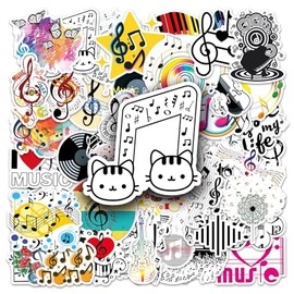 Music Stickers Pack of 50 Skateboard Graffiti Stickers Motorcycles Bicycle Snowboard Luggage Laptop Car Suitcase for Children and Teenagers Waterproof Vinyl Stickers