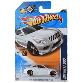 Hot Wheels 1:64 Scale 2012 Infiniti G37 Die-Cast Car Model, White, Pull-Back Action, Kid, Unisex, Children
