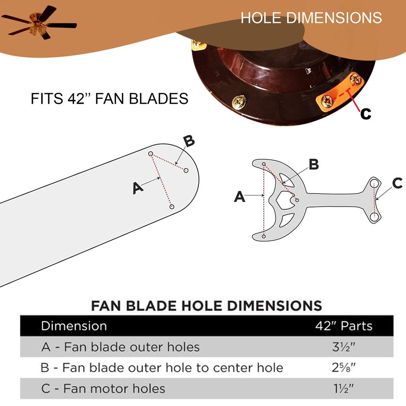 Ciata replacement ceiling fan blade arms - 42 inch, Antique