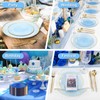 Rubtlamp 100 Pcs Blue And Gold Plastic Plates - 10