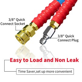 POHIR 2ft Pressure Washer Whip Hose 3/8" 4800 PSI, Jumper Hose with Quick Connect Ends and Adapters for Hot & Cold Water up to 248°F, Steel Wire Braided Hose for Power Washing