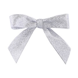 Reliant Ribbon Metallic Shimmer Twist Tie Bows - Small Ribbon, 5/8 Inch X 100 Pieces, Silver