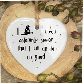 Solemnly Up To No Good H Potter Heart Quote Ceramic Heart Shape Plaque Gift Sign cr16