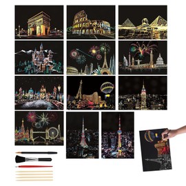 SZSMW 12 scratch painting - scratch art - used for doodling, drawing and painting and is a great gift (comes with 7 drawing accessories)