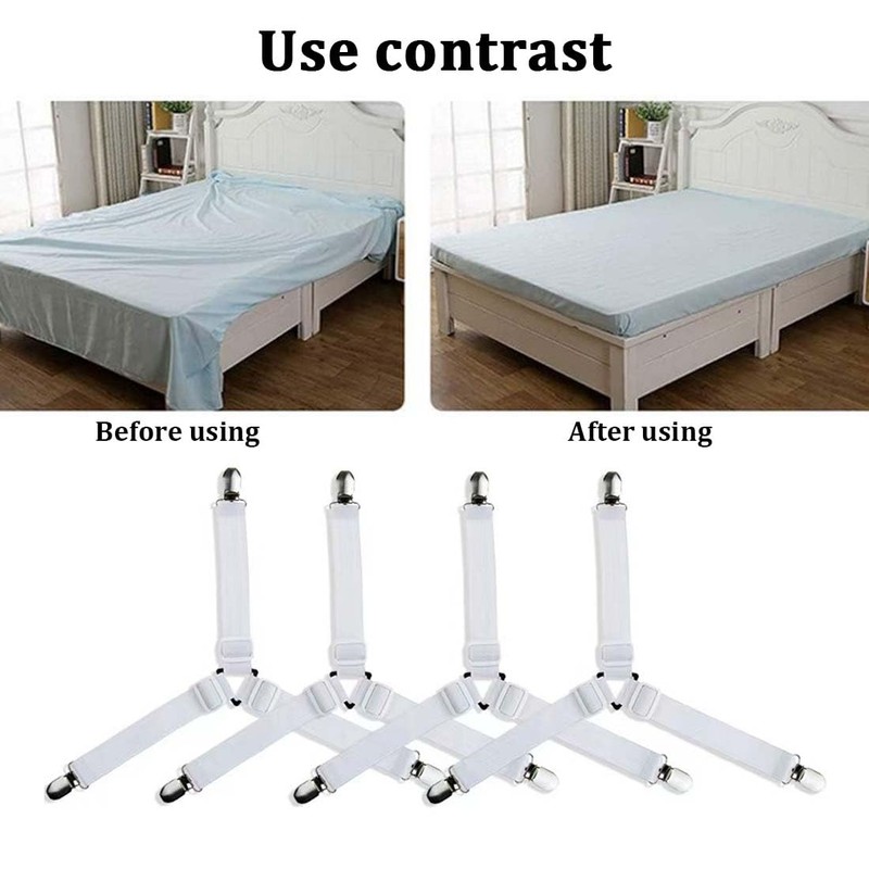4 Pack Elastic Bed Sheet Straps Bed Sheet Straps with