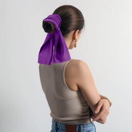 vimate Purple Satin Hair Scarf - Fashion Purse Scarf for Handbags Handle Satin Neck Scarfs Silk Like Hairband Headband(Style 63)