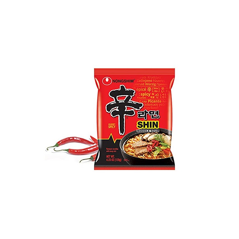 Nongshim Shin Original Ramyun, Spicy, 4.2 Oz, 4 Count, Pack