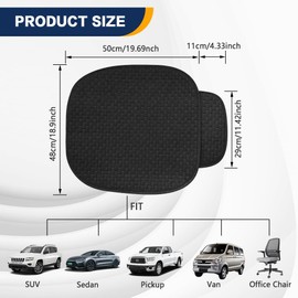 Rebvugr 2PCS Car Seat Bottom Cover Pad, Car Seat Mat, Driver Cushion with Comfort Memory Foam & Non-Slip Rubber Bottom, Vehicle Accessories Breathable Seat Protector Mat for Auto Office Home (Black)