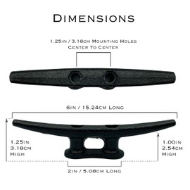 ZUJARA 6 inch Black Boat Cleats, 10-Pack Electrophoretic Coated Black Cast Iron Dock Cleat for Marine or Decorative Applications