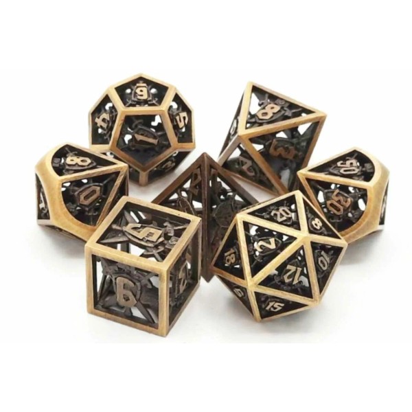 Old School Dice: Hollow Metal 7-Piece Set - Sword &