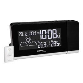 Technoline Projektionswecker WT 539 mit Funkuhr, Innen- /Außentemperaturanzeige, Wettervorhersage und Anzeige mit Farbwechsel, Schwarz