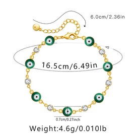 LSxAB Green Evil Eye Bracelet for Women Clear Cubic Zirconia Lucky Charm Gold Protection Adjustable Beaded Teal Green Birthday Anniversary