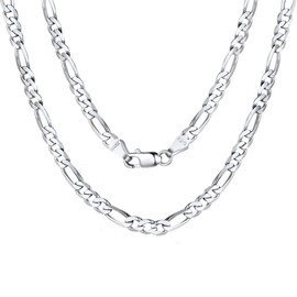 ChainsPro Women Silver Neck Chain 925 Sterling Silver Cuban Necklace Womens Man Silver Chains 26 inches