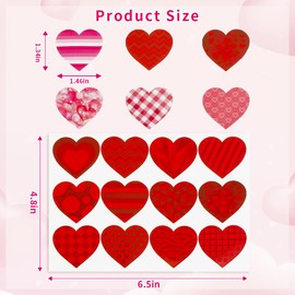 192 Pcs Valentine's Day Glitter Heart Stickers,Heart Stickers,Valentines Stickers,16 Sheets Red Heart Stickers,Small Heart Stickers,Heart Stickers for Envelopes,Easter Stickers,Scrapbook Stickers