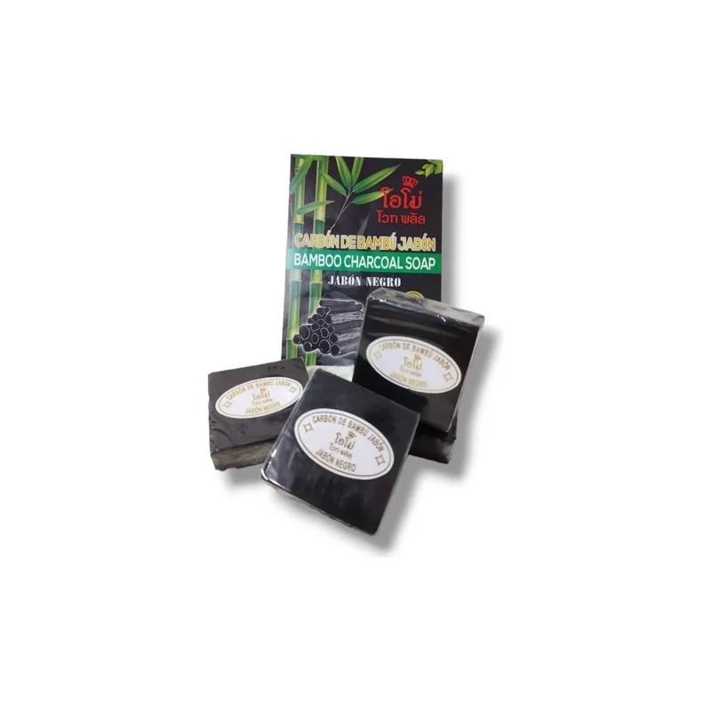 3 Jabónes Natural De Carbón De Bambú Para Limpieza Profunda