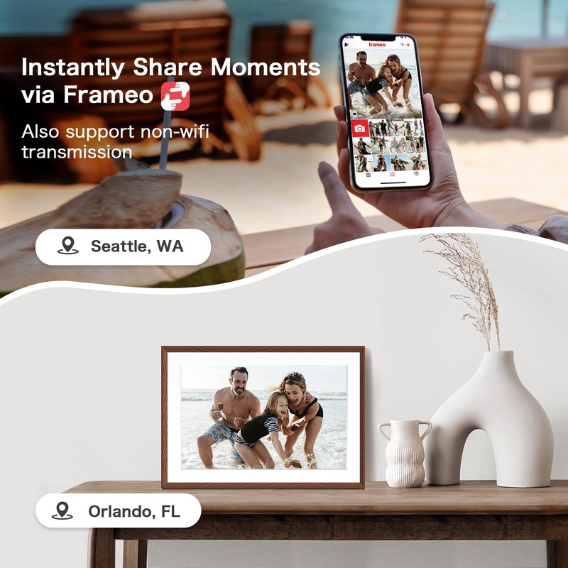 Digital Picture Frame, 10.1'' Frameo Digital Frame Wifi, 32GB Memory,