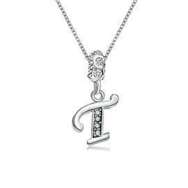 KunBead 18 inch Letter T Initial Birthday Gifts Crystal Love Dainty Jewelry Charm Pendant Necklaces for Women