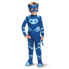 Disguise PJ Masks Catboy Costume, Deluxe Kids Light Up Jumpsuit Outfit and Character Mask, Toddler Size Large (4-6) Blue