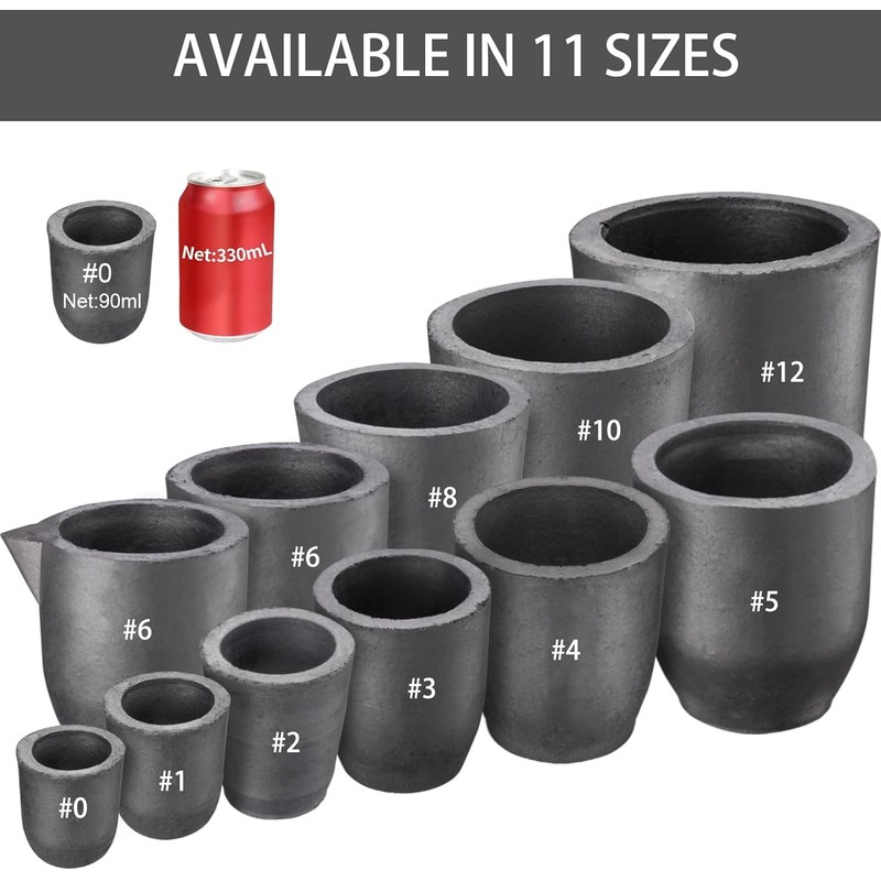 QNK 2pcs #6 6kg Clay Graphite Crucible with Pour Spout