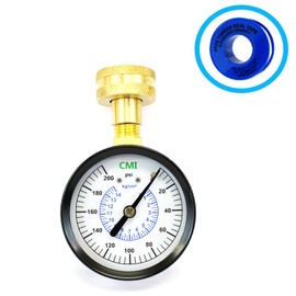Charman Manufacturing Water Pressure Test Gauge, 3/4" Female Hose Thread,0-200 PSI,for Home,Hose Bib, Garden Hose, Water Pressure Tester Meter (200 PSI)