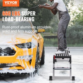 VEVOR Folding Work Platform, 40x12x20 Inch Aluminum Drywall Stool Ladder, 660 lbs Load Capacity Heavy Duty Work Bench w/Non-Slip Feet, Ideal for Washing Vehicles, Cleaning, Painting, Decorating
