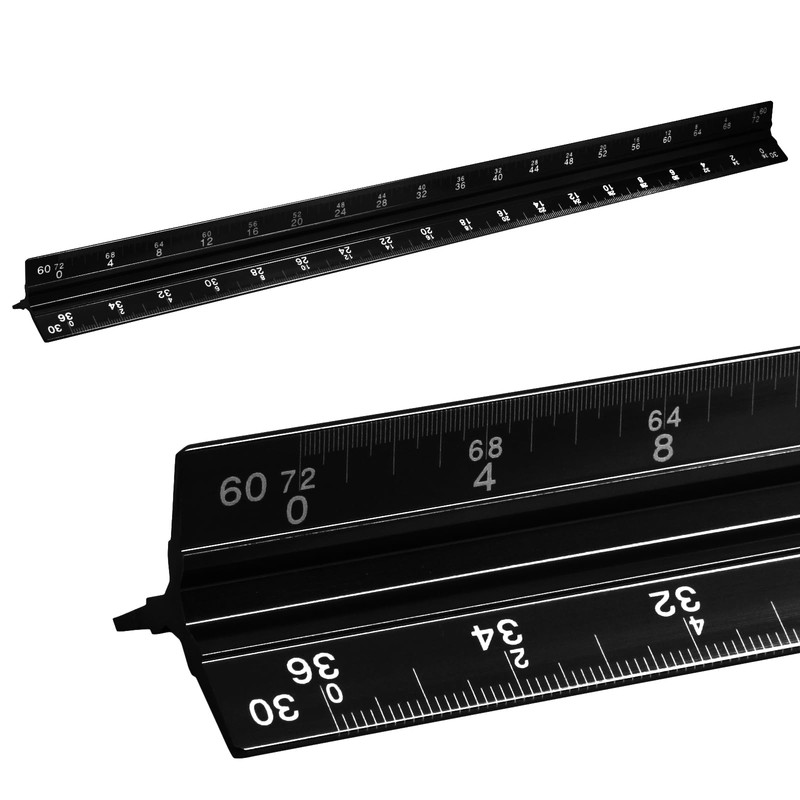 Biaungdo 2 Pack Engineer Scale Ruler, 12 Inch Solid Aluminum