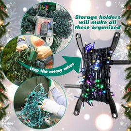 JYNTERPLAY 4Pcs Christmas Light Storage Holder All Purpose Holiday Light Organizer Reel for Wind Up Extension Cords Ropes Wires String Garlands Beads Black